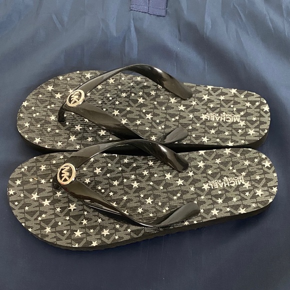 Michael Kors Black Starry Flip Flops - Picture 2 of 5